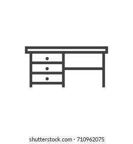 Isolated Worktop Outline Symbol On Clean Background. Vector Desk Element In Trendy Style.