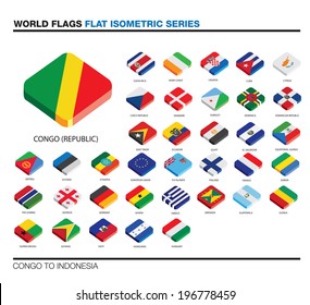 isolated world flags in flat colour on a white background