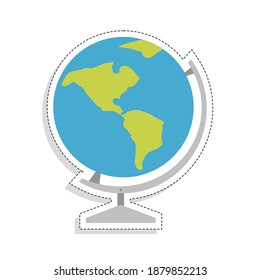 Isolated world map tool back to school sticker- Vector