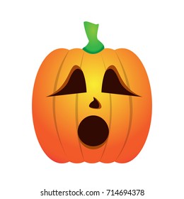 Isolated worried jack-o-lantern on a white background, Vector illustration