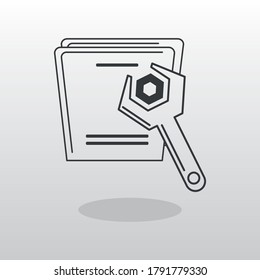 isolated wrench and report flat icon concept 