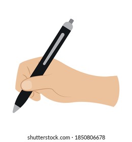 Escritura aislada con actividad de lápiz en casa con icono de manos- Vector