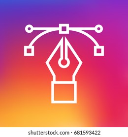Isolated Writing Outline Symbol On Clean Background. Vector Bezier Curve Element In Trendy Style.