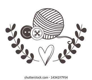 Isolated yarn ball and buttons design