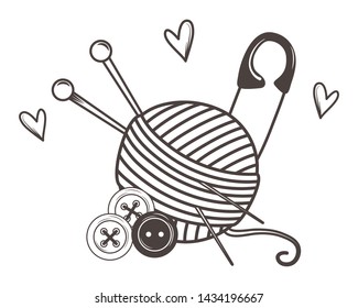 Isolated yarn ball and needles design