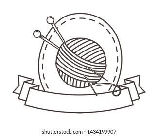 Isolated yarn ball and needles design