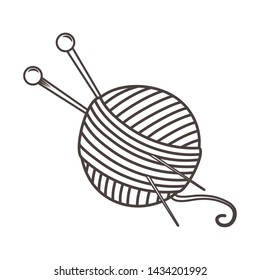 Isolated yarn ball and needles design