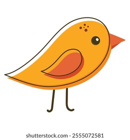 Isolated yellow bird line icon in flat style