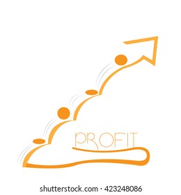 Isolated yellow business graph with unique style, text and a texture
