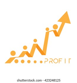 Isolated yellow business graph with unique style, text and a texture