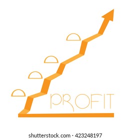 Isolated yellow business graph with unique style, text and a texture