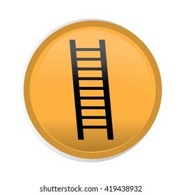 Isolated yellow button with a black silhouette of a ladder
