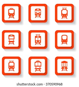 isolated yellow button trains set on white background