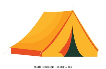 Isolated yellow camp tent in flat style. Summer camp