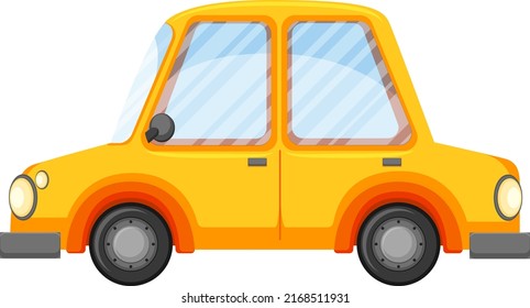 Isolated yellow car in cartoon style illustration