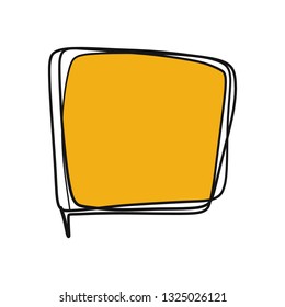 Isolated yellow colored hand drawing square speech bubble