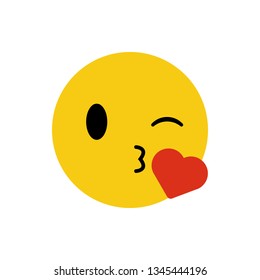 The isolated yellow face with kissing mouth icon