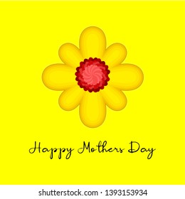Isolated yellow flower and text. Happy mother day - Vector