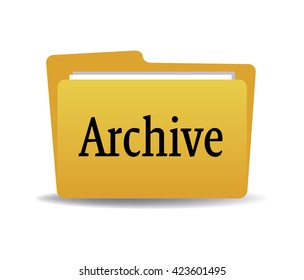 Isolated yellow folder with the word archive written with black letters