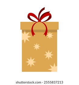 Isolated Yellow Gift Box illustration vector, Surprise present, Birthday, Christmas box in Cartoon style, Decoration festive elements, vector stock