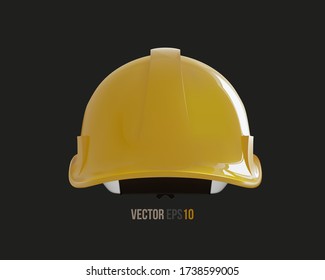 Isolated yellow hard hat. Realistic 3D Vector Illustration