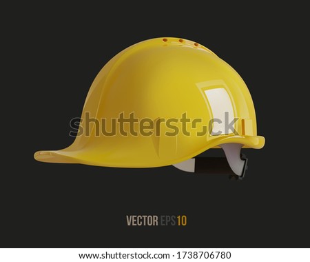 Isolated yellow hard hat. Realistic 3D Vector Illustration