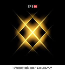 isolated yellow  lens flare, Sun flare, flare on the black background. Vector Illustration