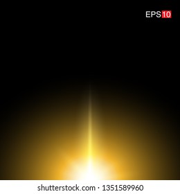 isolated yellow  lens flare, Sun flare, flare on the black background. Vector Illustration