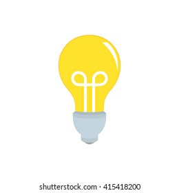 Isolated yellow lightbulb on a white background