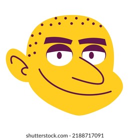 Isolated yellow Man face calve hair comic people vector Illustration