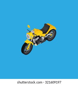 Isolated  yellow motorcycle on a blue background