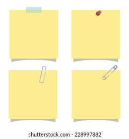 Isolated yellow note, empty post it vector illustration