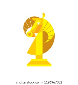 Isolated yellow ox in the form of a chess figure
