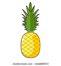 isolated yellow pineapple cartoon element for logo, icon, or any usage. vector design.