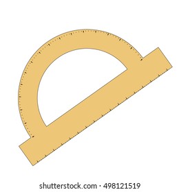 Isolated yellow protractor, School supply vector illustration