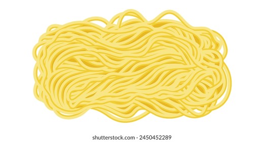 Isolated yellow ramen noodles. Abstract pattern of Italian spaghetti pasta, macaroni. Asian food. Vector illustration.