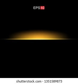isolated yellow Rays with lens flare, Sun flare, flare on the black background. Transparent Vector Illustration