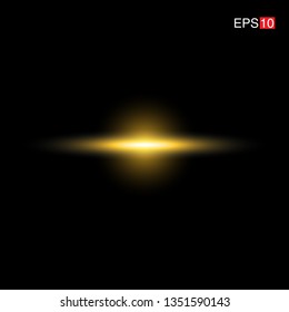isolated yellow Rays with lens flare, Sun flare, flare on the black background. Transparent Vector Illustration