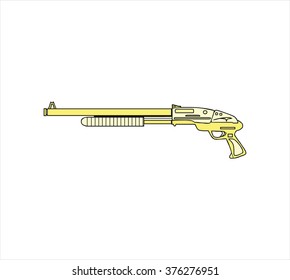 isolated yellow rifle, cartoon vector