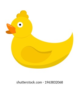 Isolated yellow rubber duck children toy. Rubber duck on white background. Vector cartoon illustration.