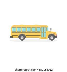 Isolated yellow school bus on white background. Transportation for pupils and students.