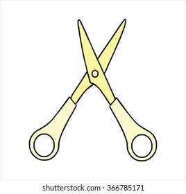 isolated yellow scissors, tools, cartoon vector
