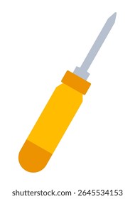 Isolated yellow screwdriver tool with gray metal part on white background