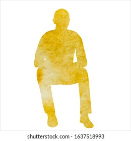 isolated, yellow silhouette man sitting