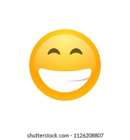 Isolated yellow smiling emoji face with the upper white teeth icon