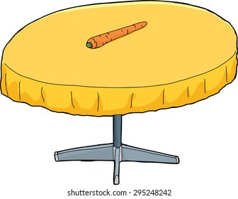 Isolated yellow table with carrot on top