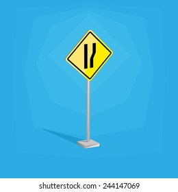 an isolated yellow traffic signal on a blue background