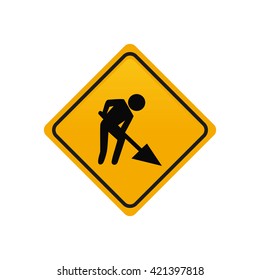 Isolated Yellow Transit Signal With A Person Working Icon