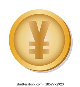 Isolated yen coin gold in white background financial icon- Vector