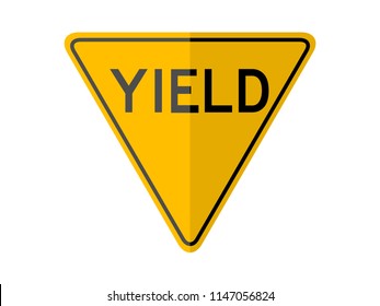 isolated yield sign with the text "YIELD" on yellow round triangle board. flat vector design. infographic style
